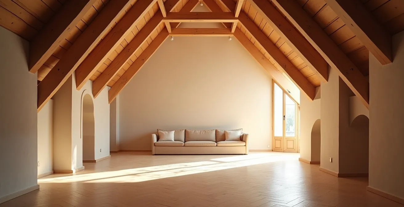 Esquema visual de superficie útil en buhardilla según altura mínima 1,50m