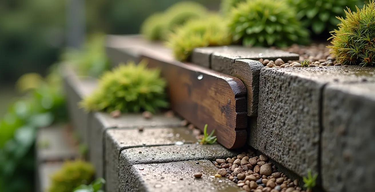 Jardín con bancales escalonados aprovechando desnivel del terreno