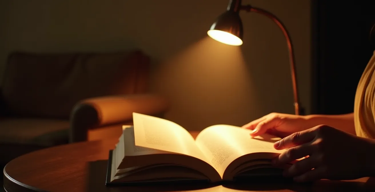 Lámpara de arco posicionada estratégicamente sobre sillón de lectura eliminando sombras