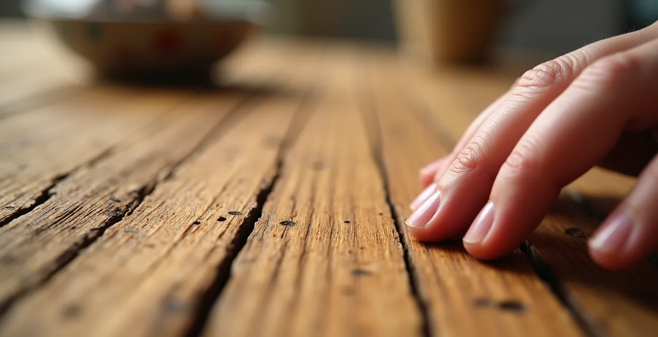 Detalle macro de superficie de madera sin tratar mostrando vetas y textura natural